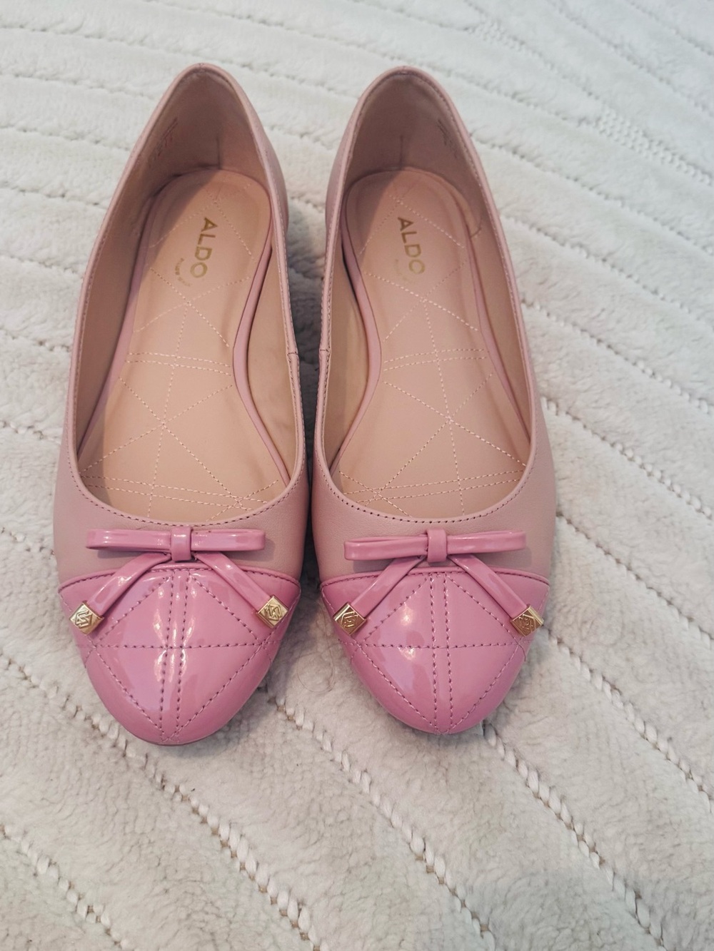 Aldo Pink Bow Cap-Toe Ballet Flats